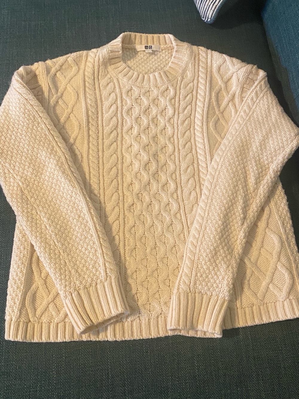 Uniqlo Cream Cable Knit Crewneck Sweater - Women